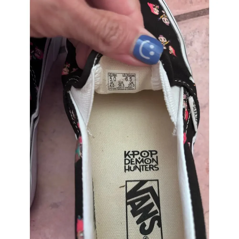Vans KPop Demon Hunters Slip-On Shoes Black Anime Women’s 6.5 Men’s 5 Rare